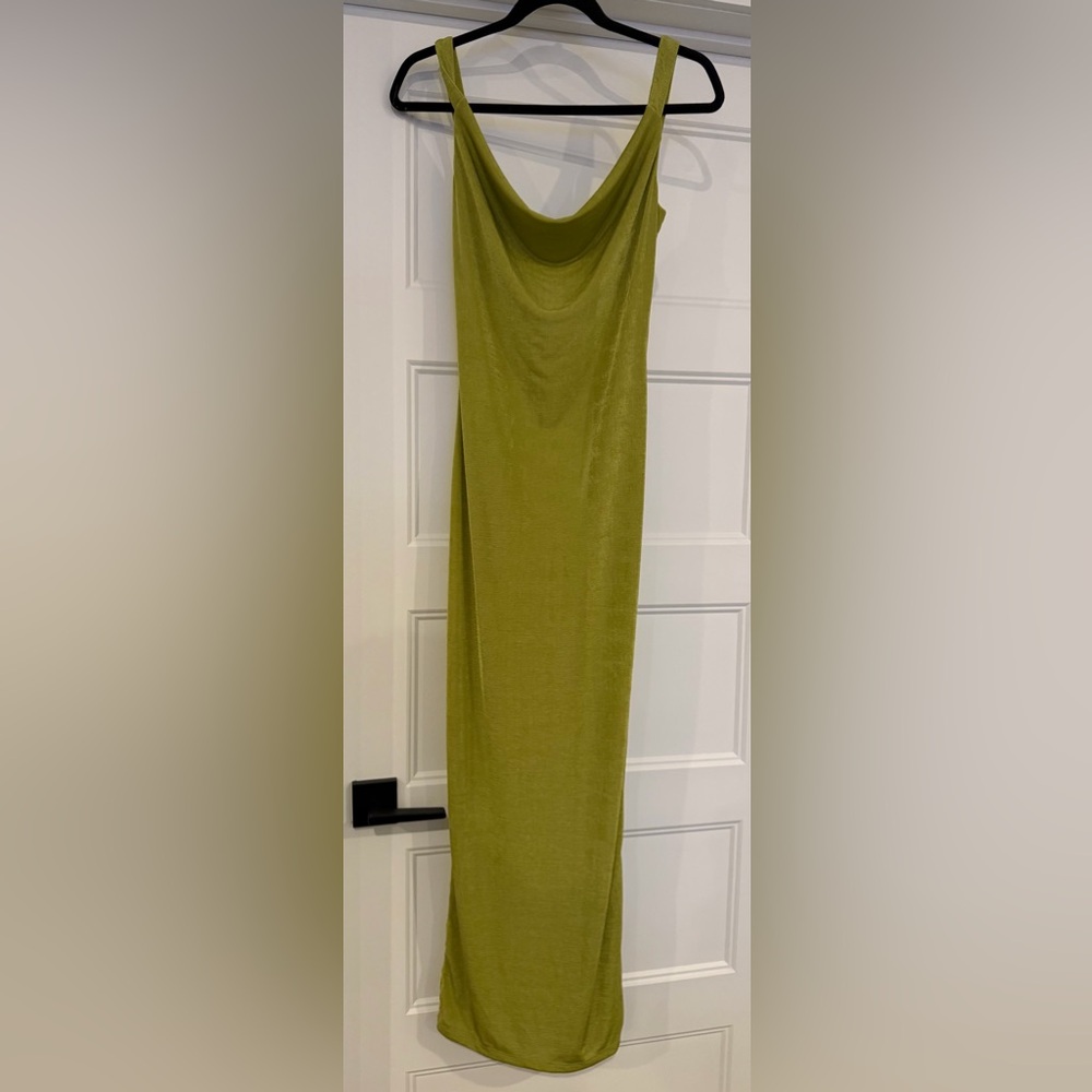 Sleeveless Cowl Neck Maxi Dress in Olive Green